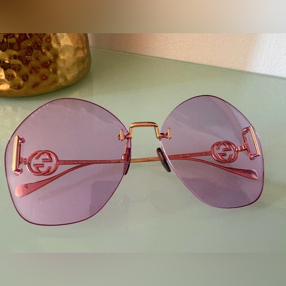 Gucci Violet Rimless Sunglasses with Gold Temples main image 13